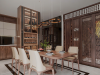Thiết Kế biệt thự góc theo phong cách hiện đại luxury với gỗ óc chó